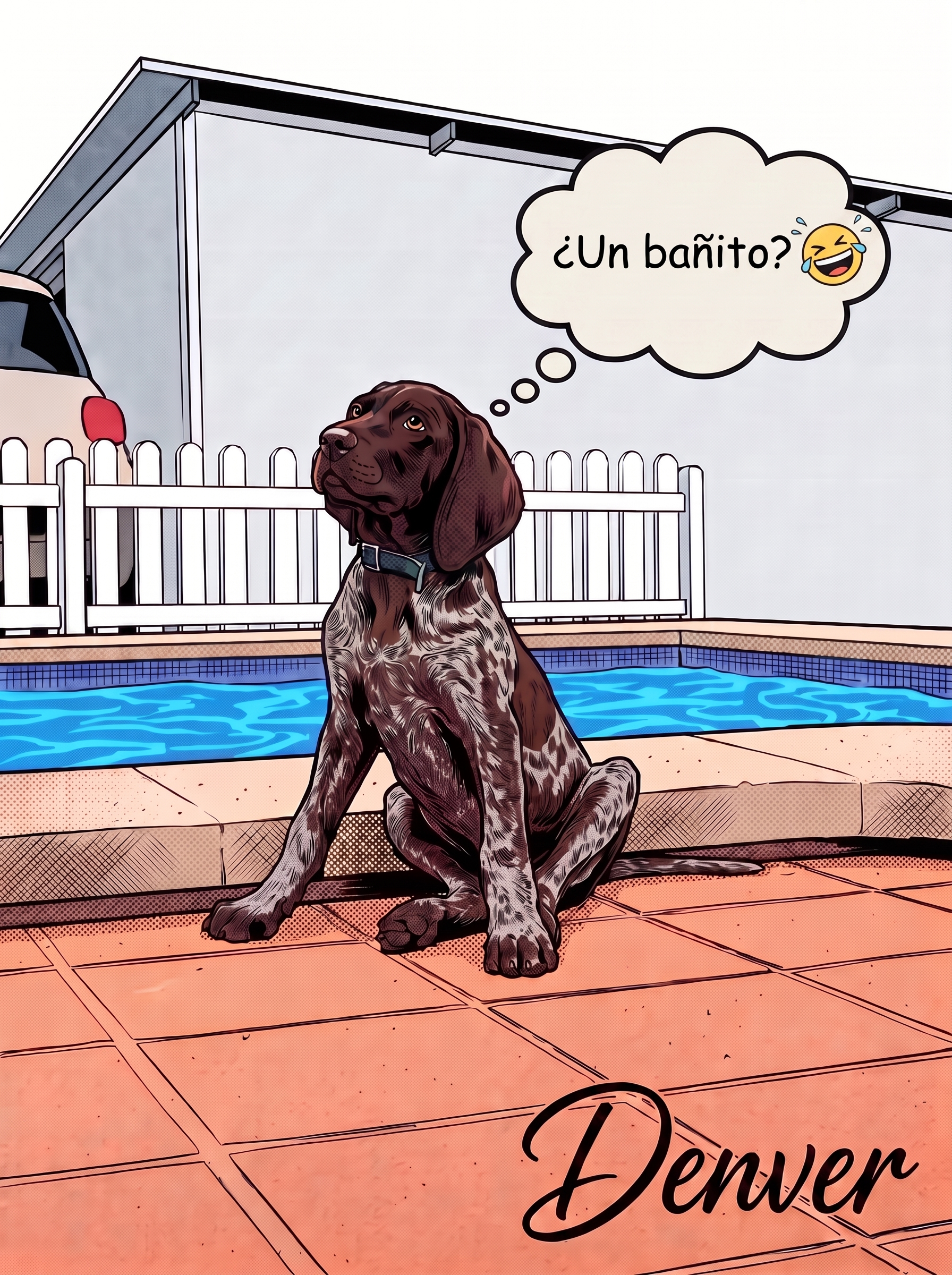 Denver en Estilo Cómic con Pensamiento