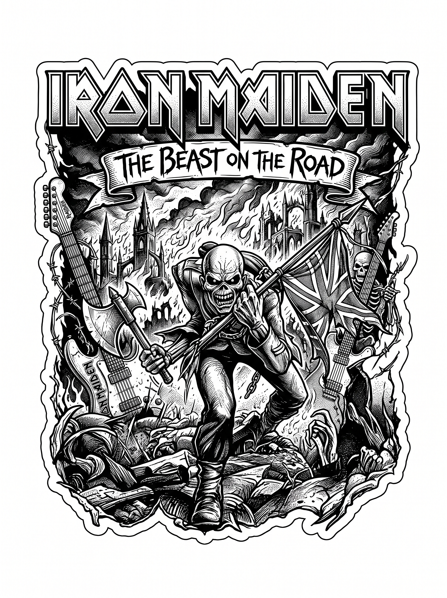 Iron Maiden Monocromo