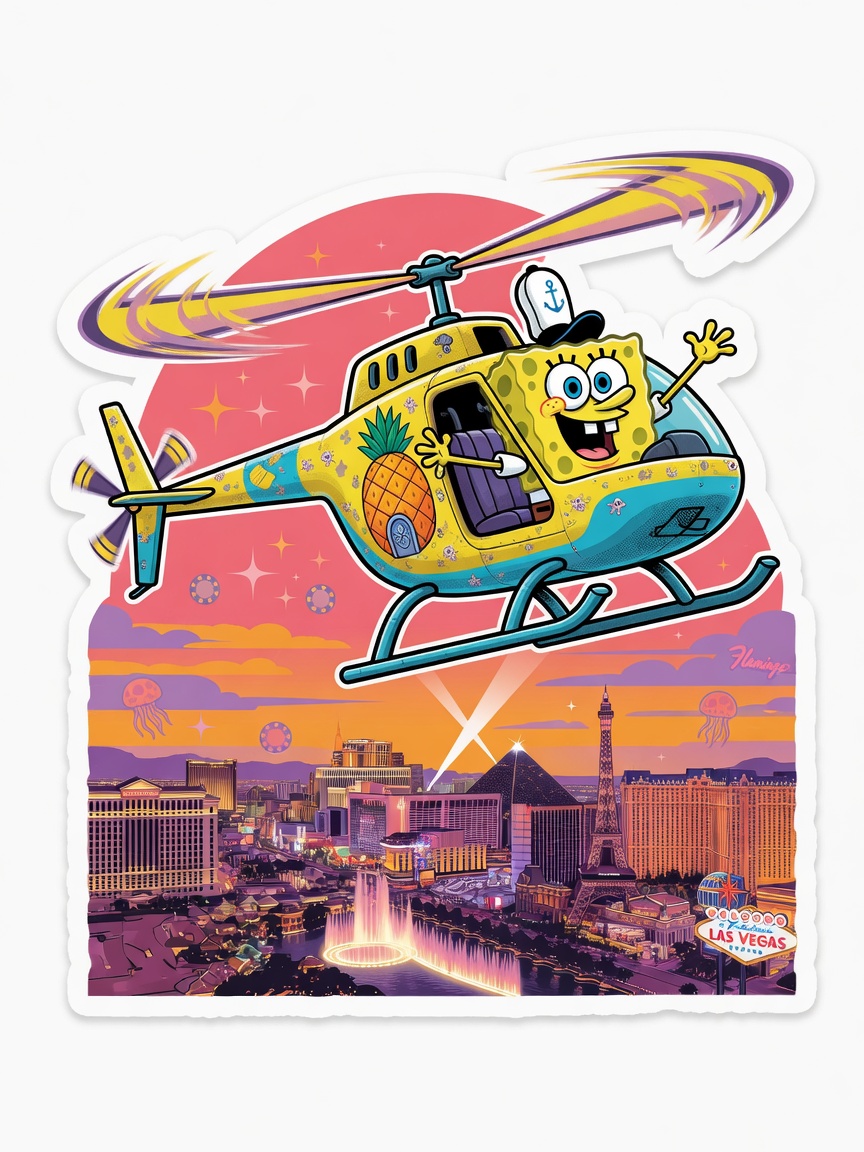Bob Esponja Sobrevolando Las Vegas