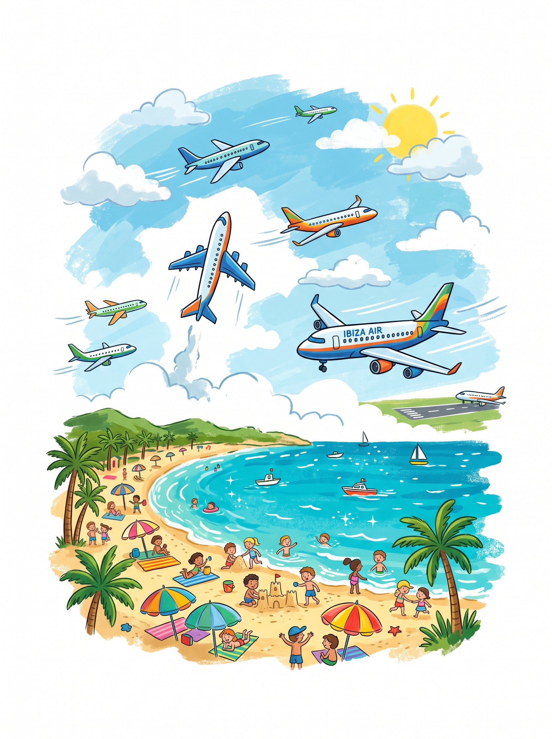 Playa d'en Bossa con Aviones